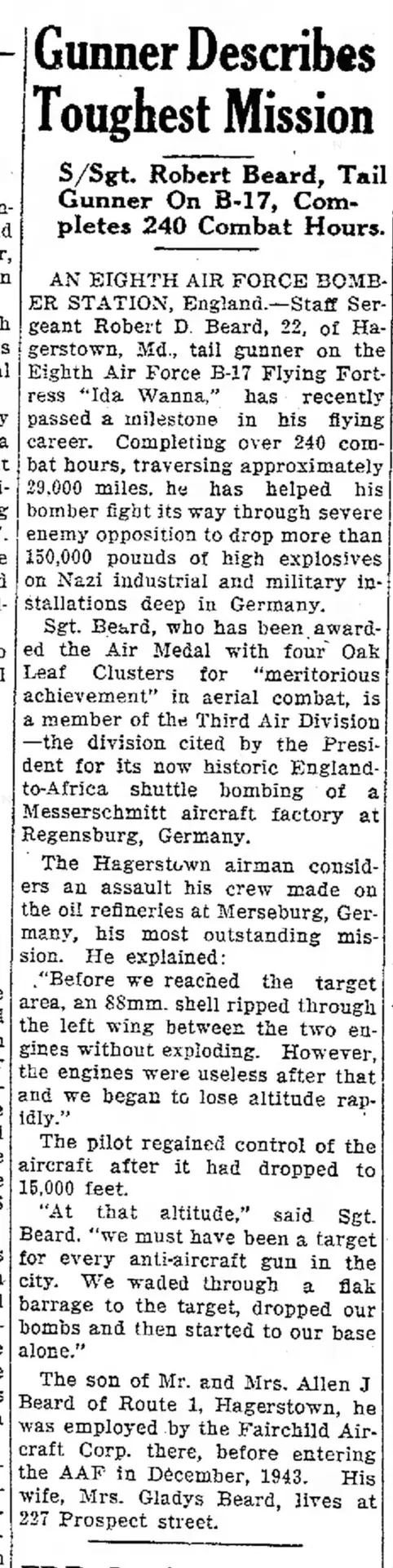 Uncle Dale Beard - 240 Combat Missions
