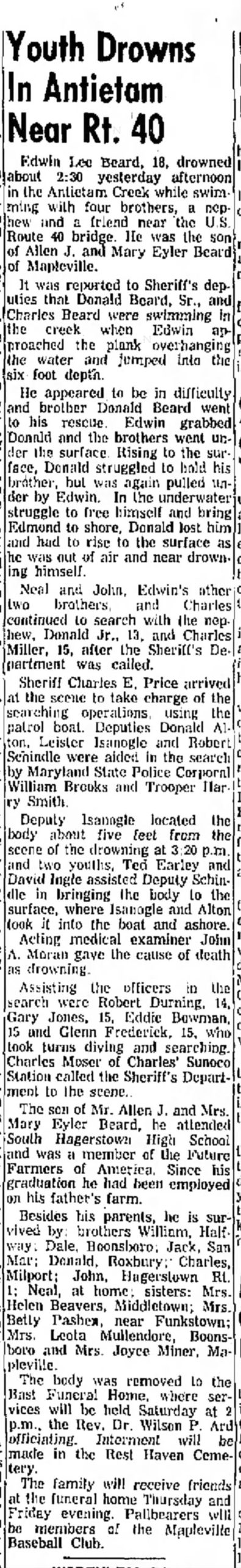 Uncle Eddie drowning tragedy